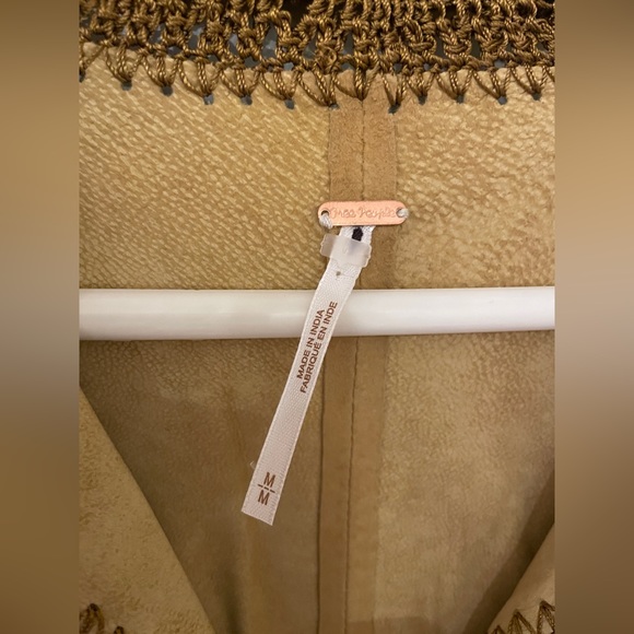 Free People suede Mini Dress vest duster crochet NEW - Picture 8 of 10